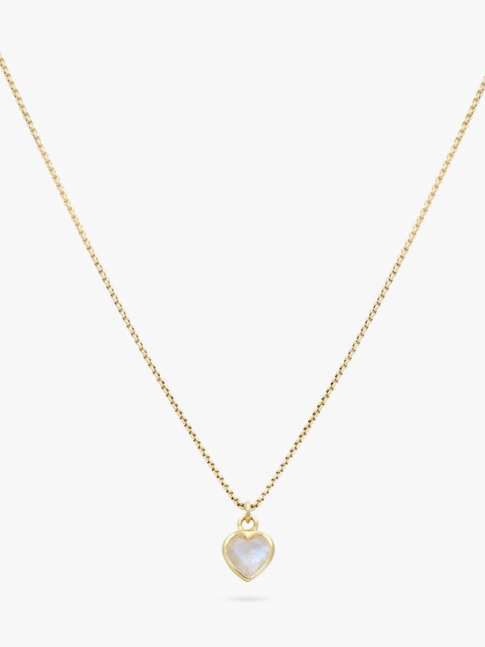 Product image 1 of 5, which shows Leah Alexandra Moonstone Heart Pendant Necklace, Gold