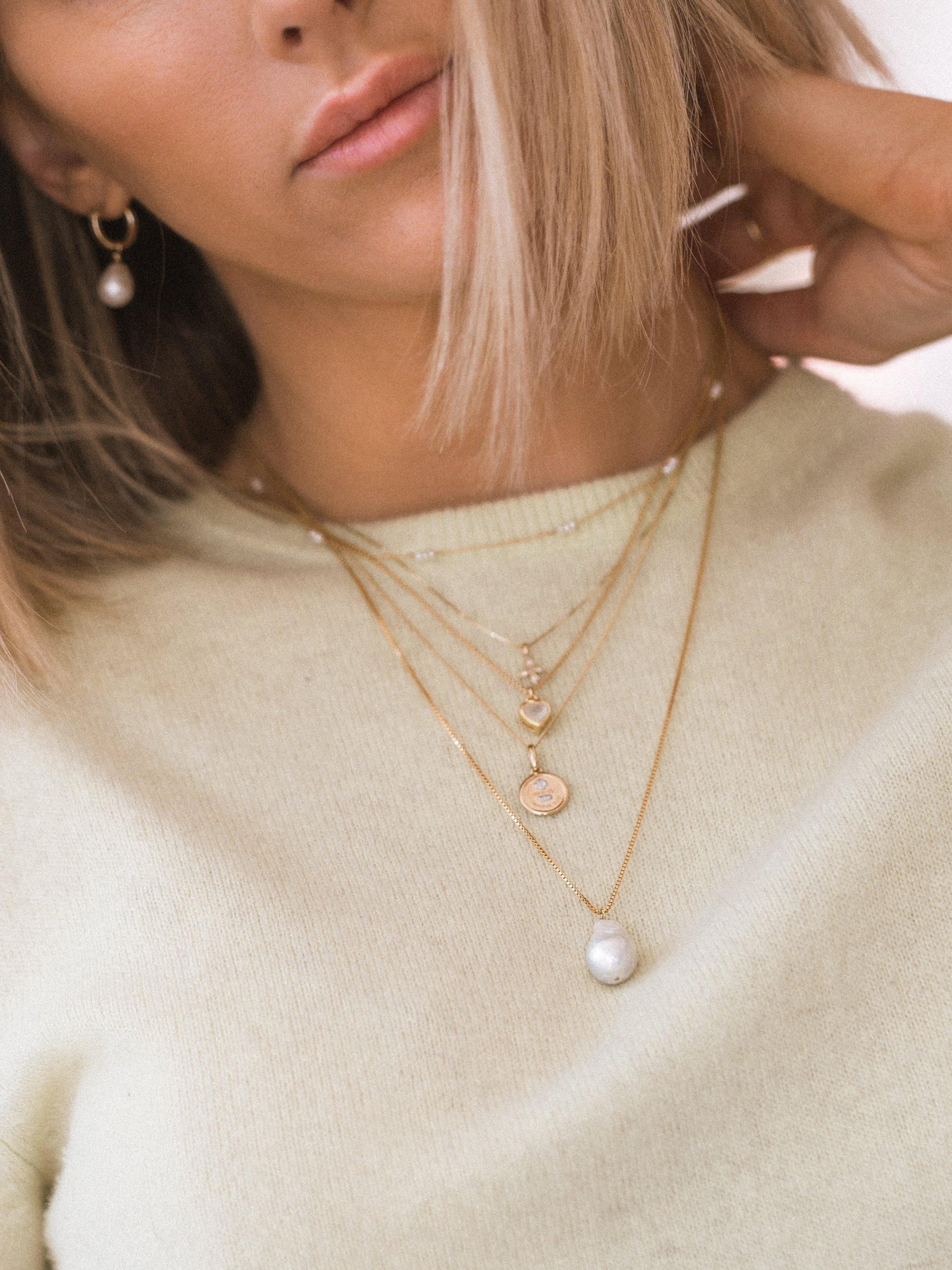 Product image 2 of 5, which shows Leah Alexandra Moonstone Heart Pendant Necklace, Gold