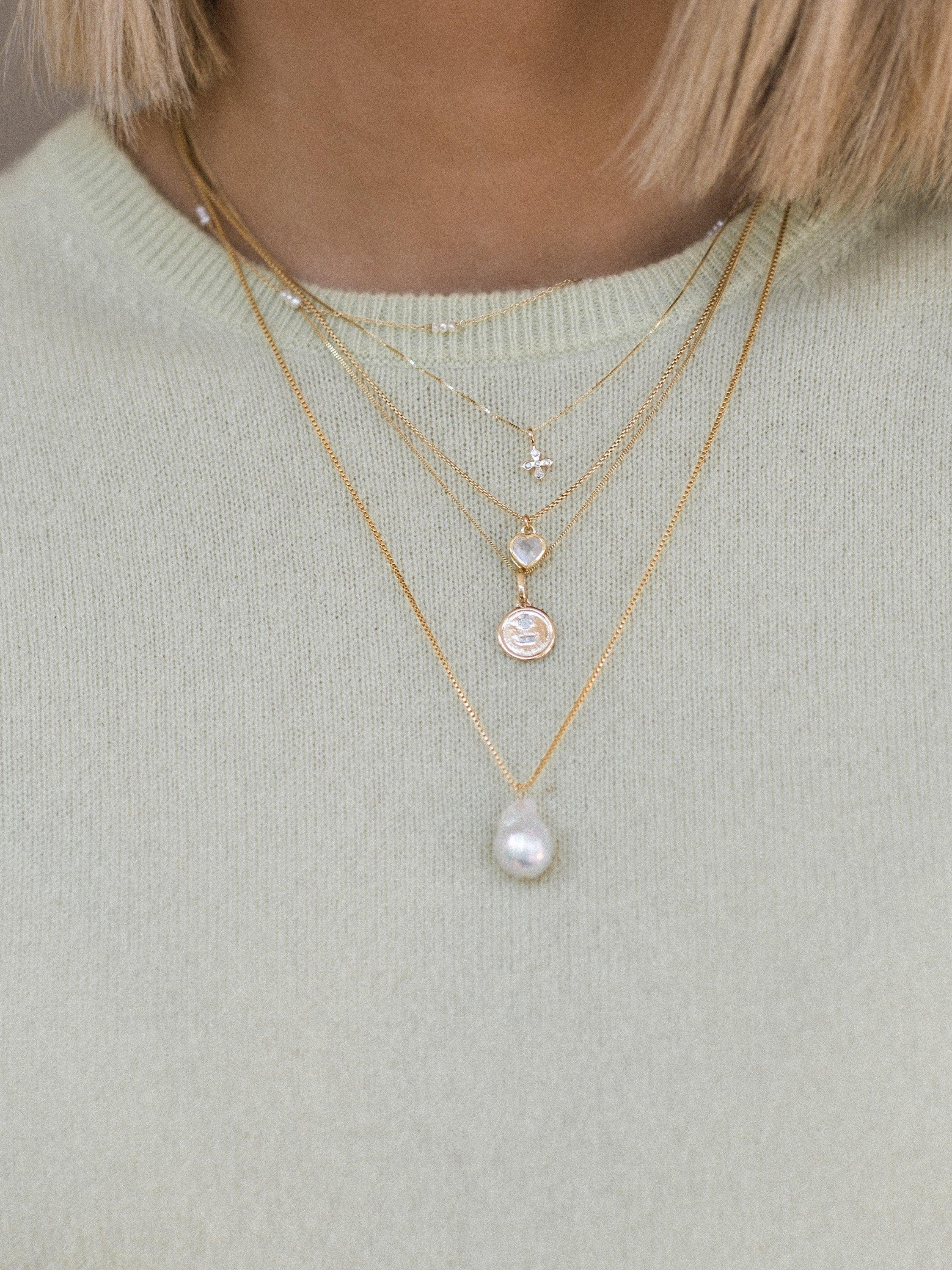 Product image 3 of 5, which shows Leah Alexandra Moonstone Heart Pendant Necklace, Gold