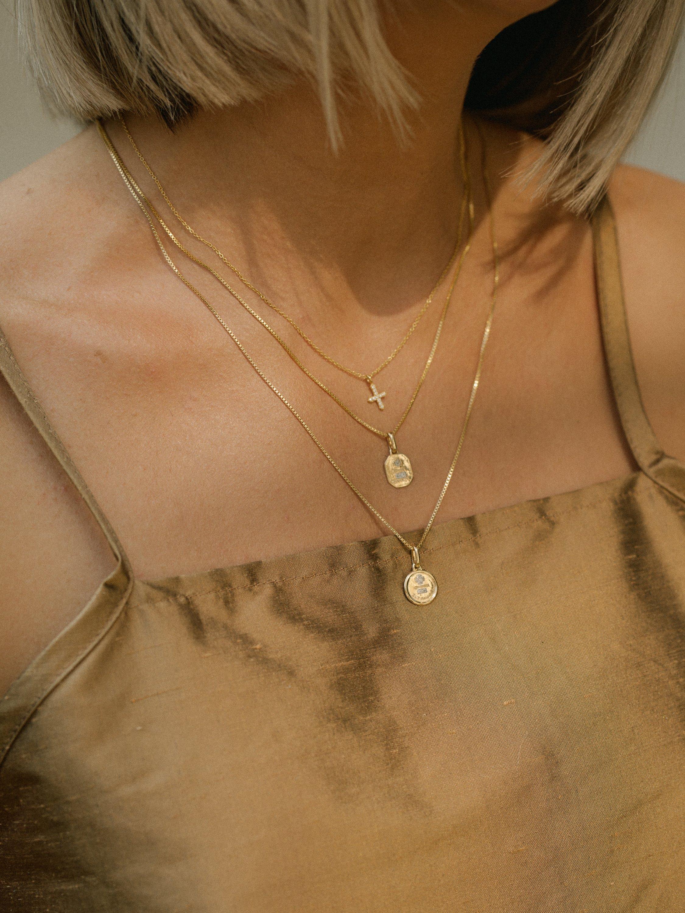 Product image 4 of 6, which shows Leah Alexandra Cubic Zirconia Pendant Necklace, Gold