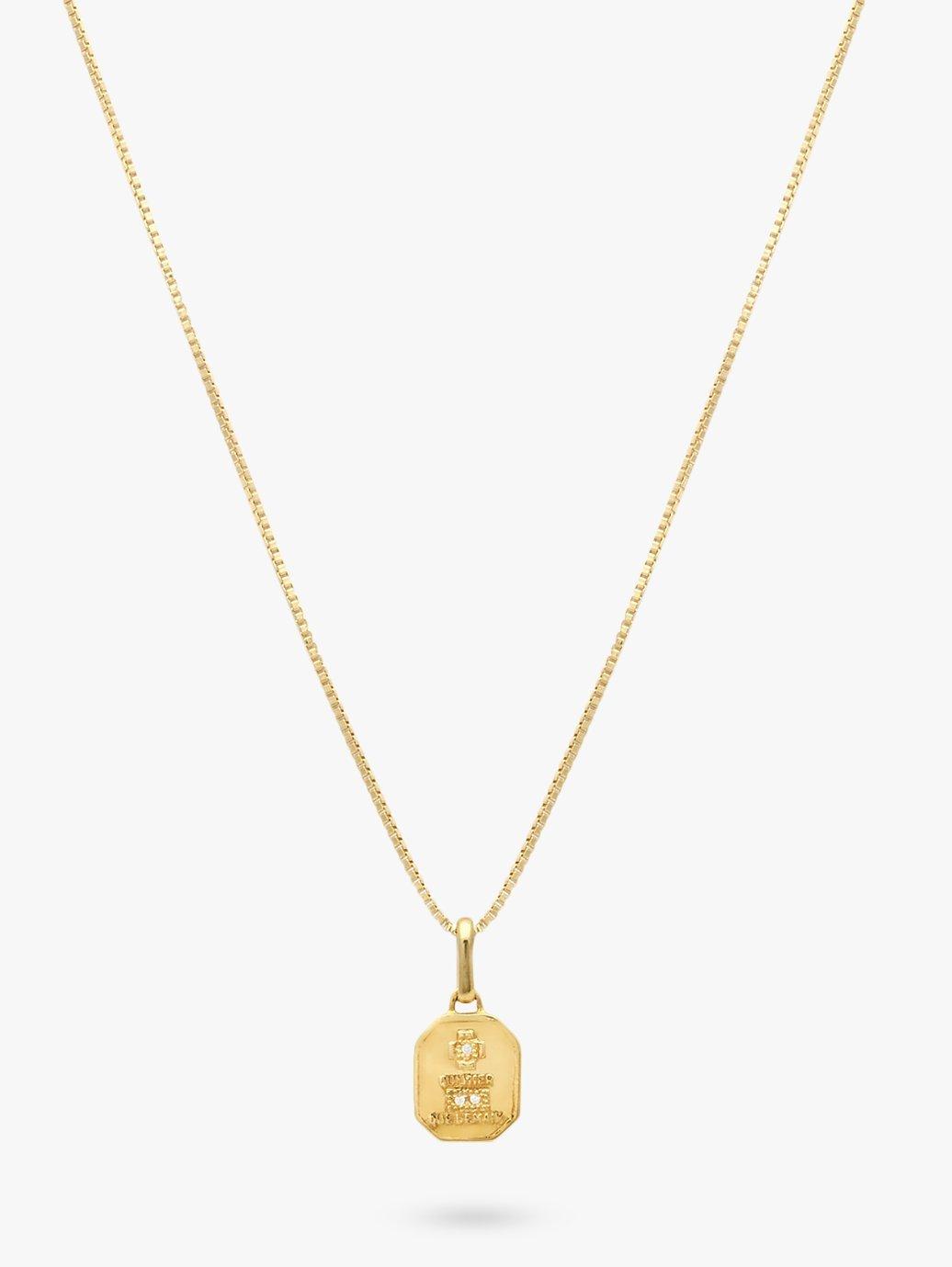 Leah Alexandra Cubic Zirconia Love Token Geometric Pendant Necklace, Gold