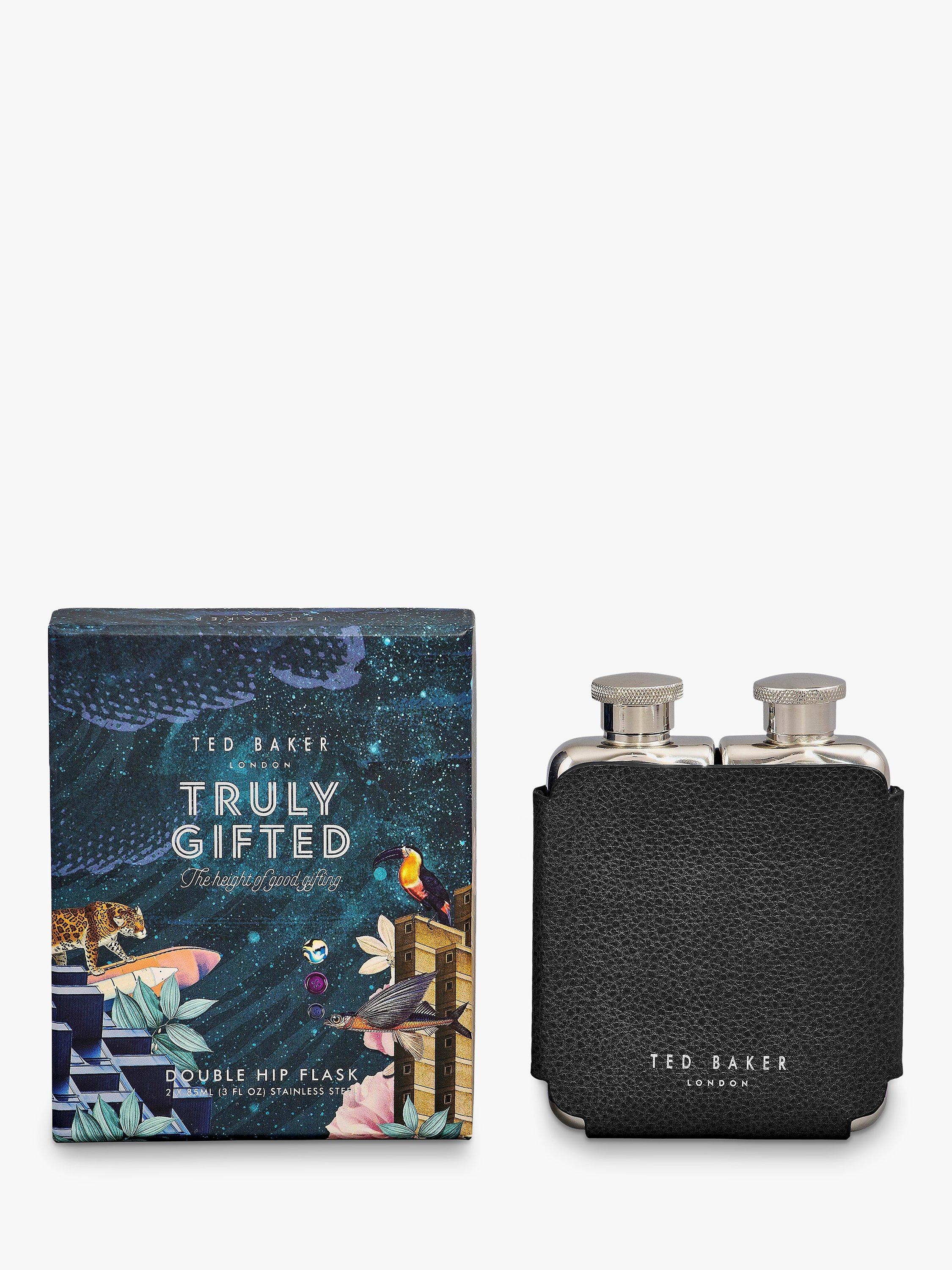 Ted Baker Polished Stainless Steel Double Hip Flask