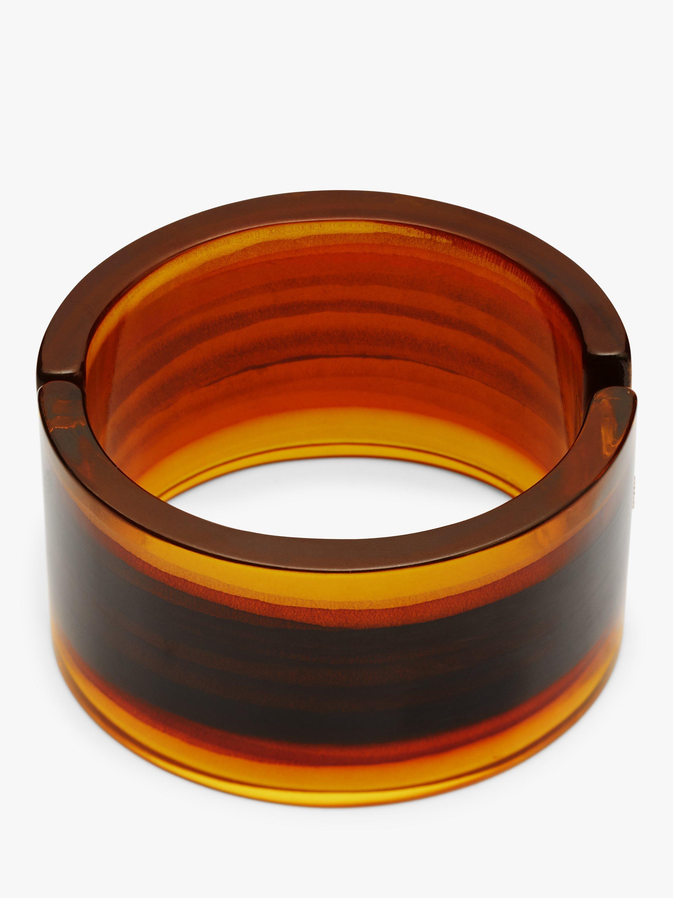 John Lewis & Partners Chunky Stripe Resin Hinged Cuff, Chocolate/Caramel
