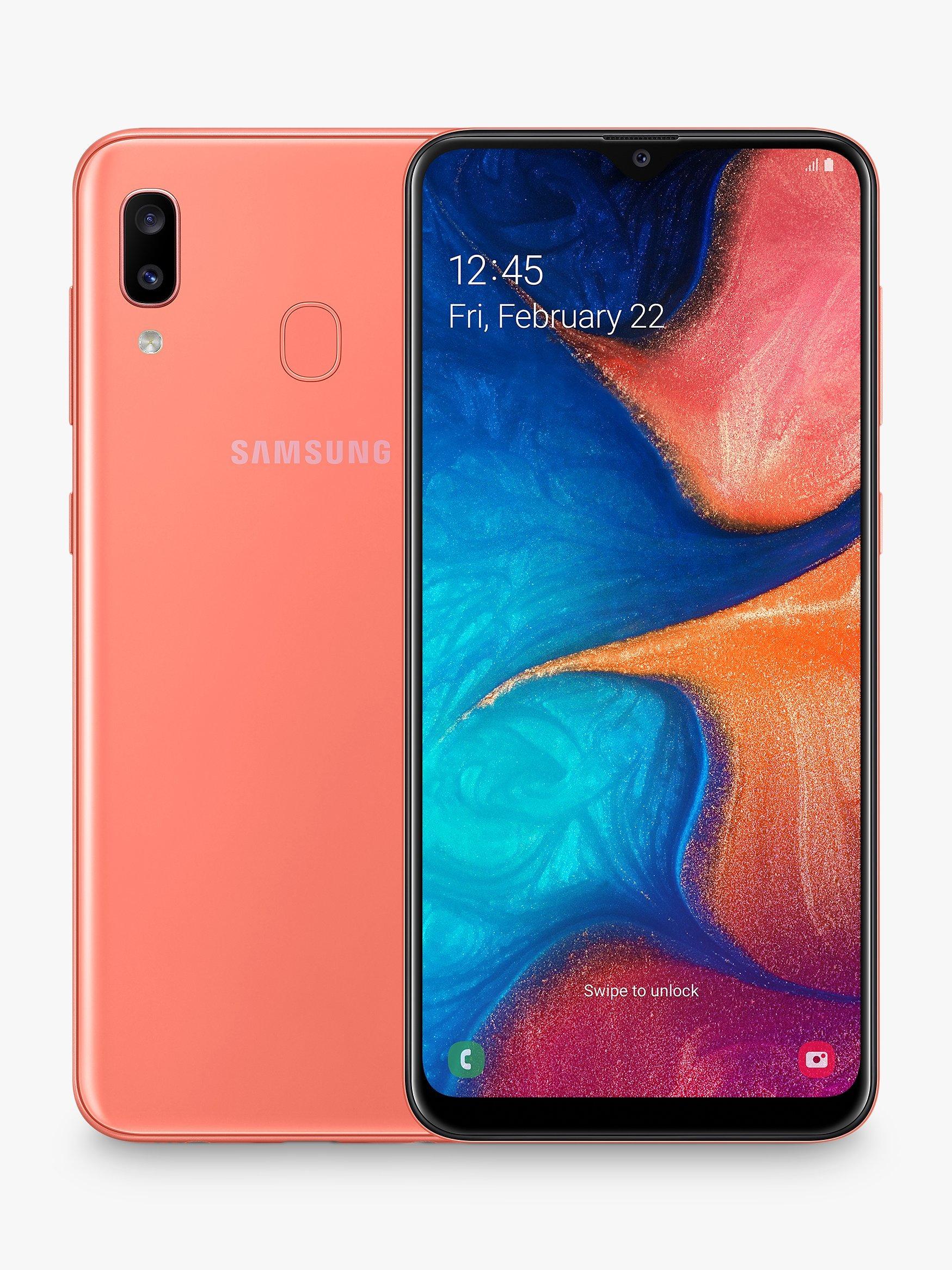 Samsung Galaxy A20e Smartphone, Android, 5.8”, 4G LTE, SIM Free, 3GB RAM, 32GB, Coral