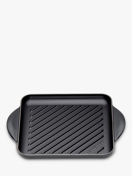 Le Creuset Essentials Cast Iron 24cm Skinny Square Grill - view 2, Satin Black
