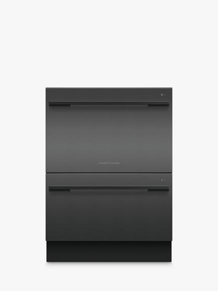 Fisher & Paykel Series 9 DD60DDFHB9 Integrated DoubleDishDrawer™ Dishwasher, Black Brushed Stainless Steel, Black Brushed  Stainless Steel
