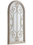 Gallery Direct Fleura Outdoor Garden Wall Ornate Arched Mirror, 96.5 x 49cm, Antique Ivory