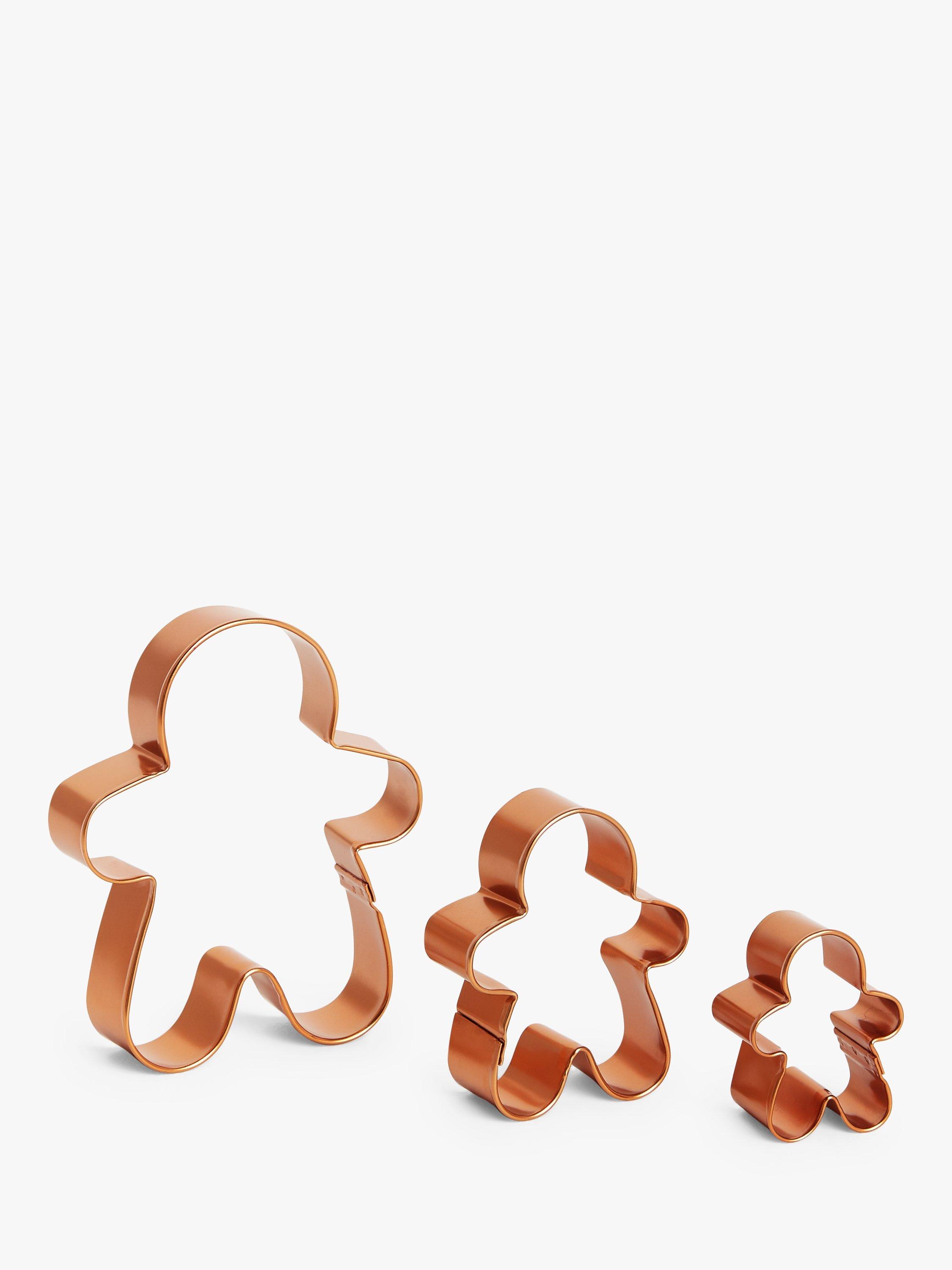 John Lewis & Partners Gingerbread Man Nesting Cookie Cutters, Set of 3, Copper