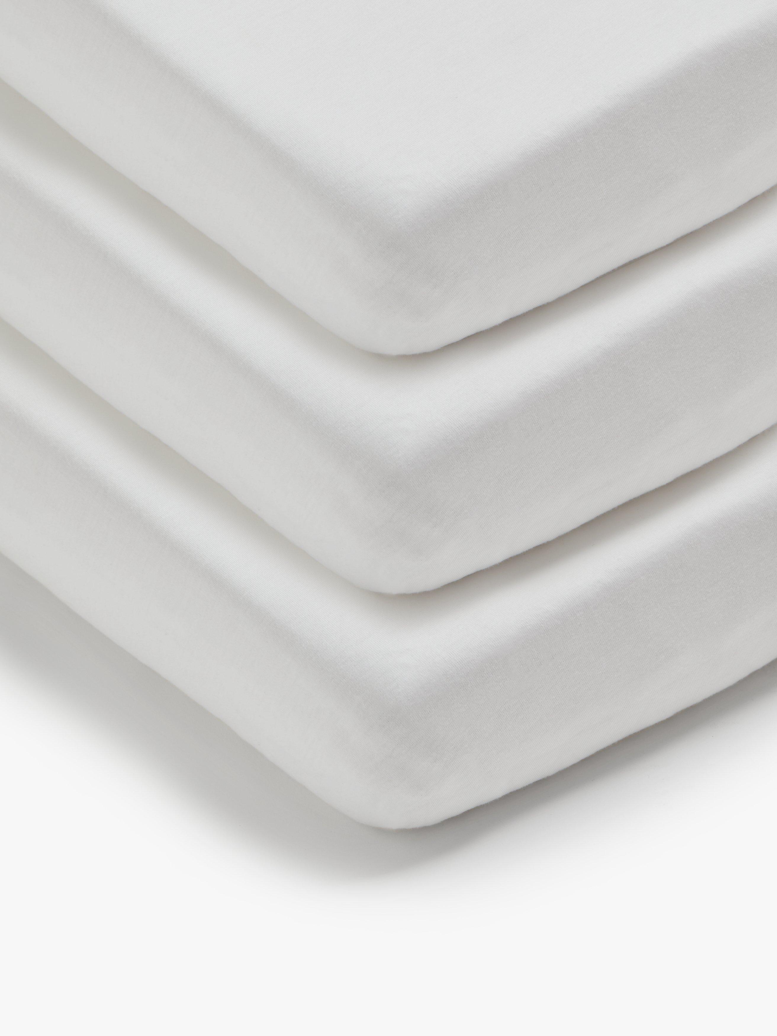 John Lewis ANYDAY Cotton Fitted Cot Sheet Pack of 3 60 x 120cm White