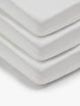 John Lewis Cotton Fitted Cot Sheet, Pack of 3, 60 x 120cm, White
