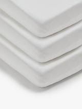 John Lewis Cotton Fitted Cot Sheet, Pack of 3, 60 x 120cm, White