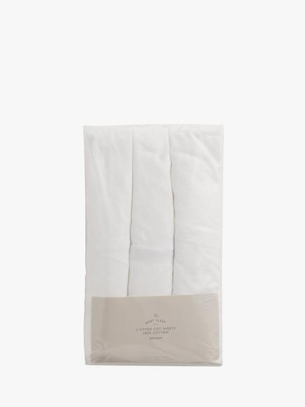 John Lewis Cotton Fitted Cot Sheet, Pack of 3, 60 x 120cm, White - view 2, White