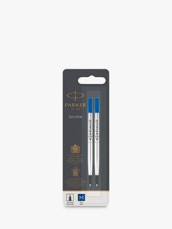 PARKER Quink Medium Rollerball Blue Ink Refills, Pack of 2, Blue