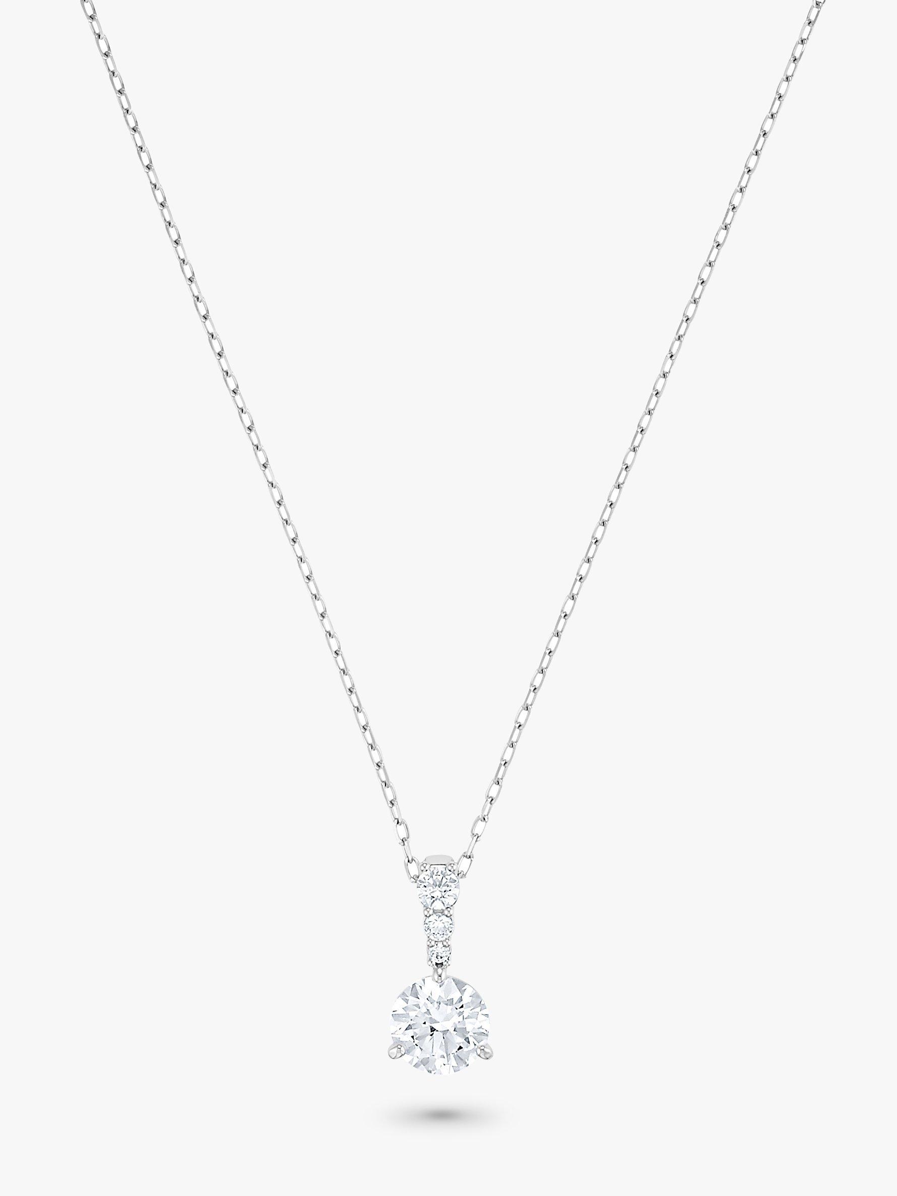 Satinski buy silver solitaire cloverleaf crystal pave flower pendant necklace