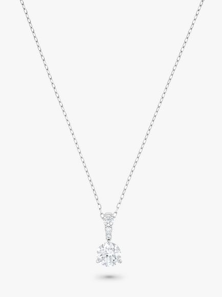 Swarovski Crystals Solitaire Round Pendant Necklace, Silver, Silver
