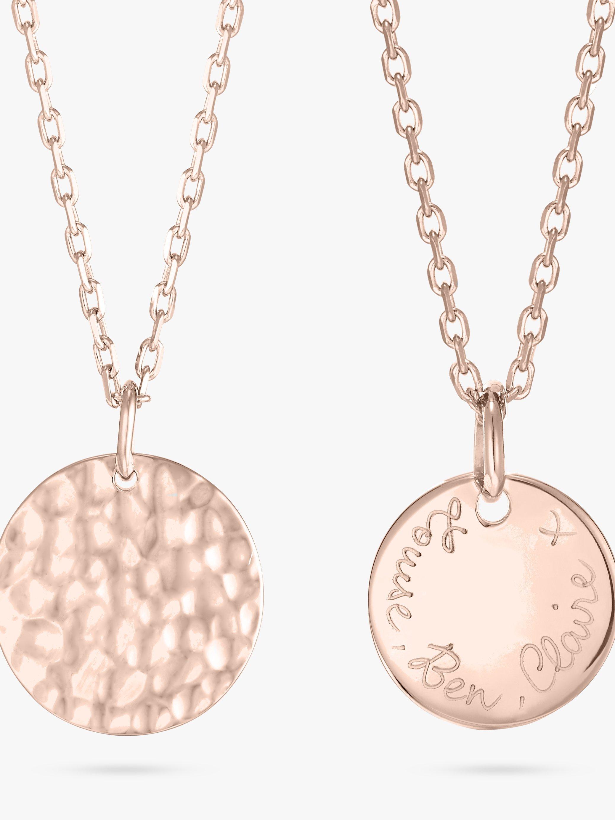 Merci Maman Personalised Small Hammered Pendant Necklace