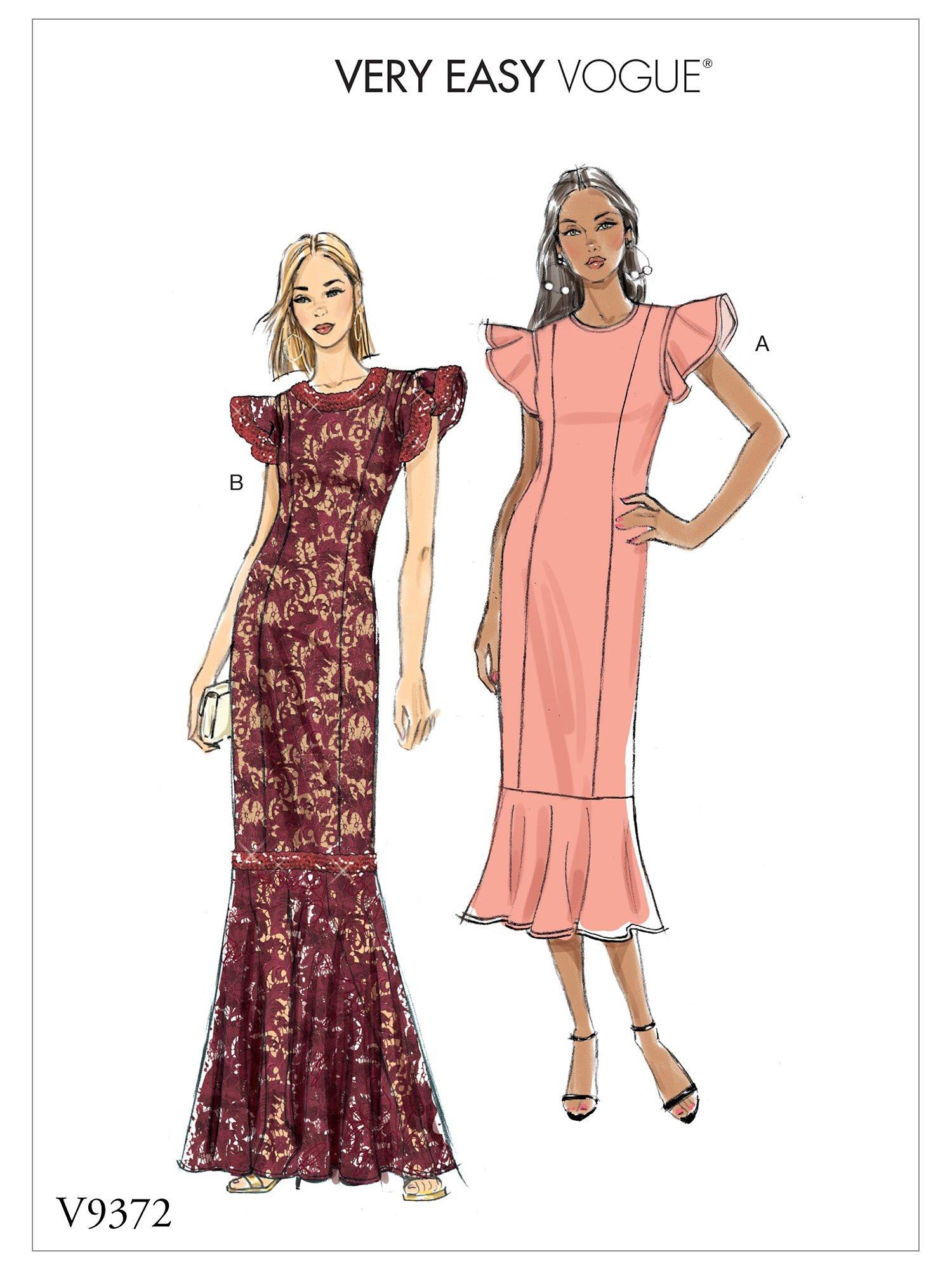 Vogue Women's Ruffle Sleeve Dress Sewing Pattern, 9372