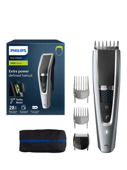 Philips HC5630/13 Series 5000 Cordless Hair Clipper with Turbo Mode, Silver, Metallics