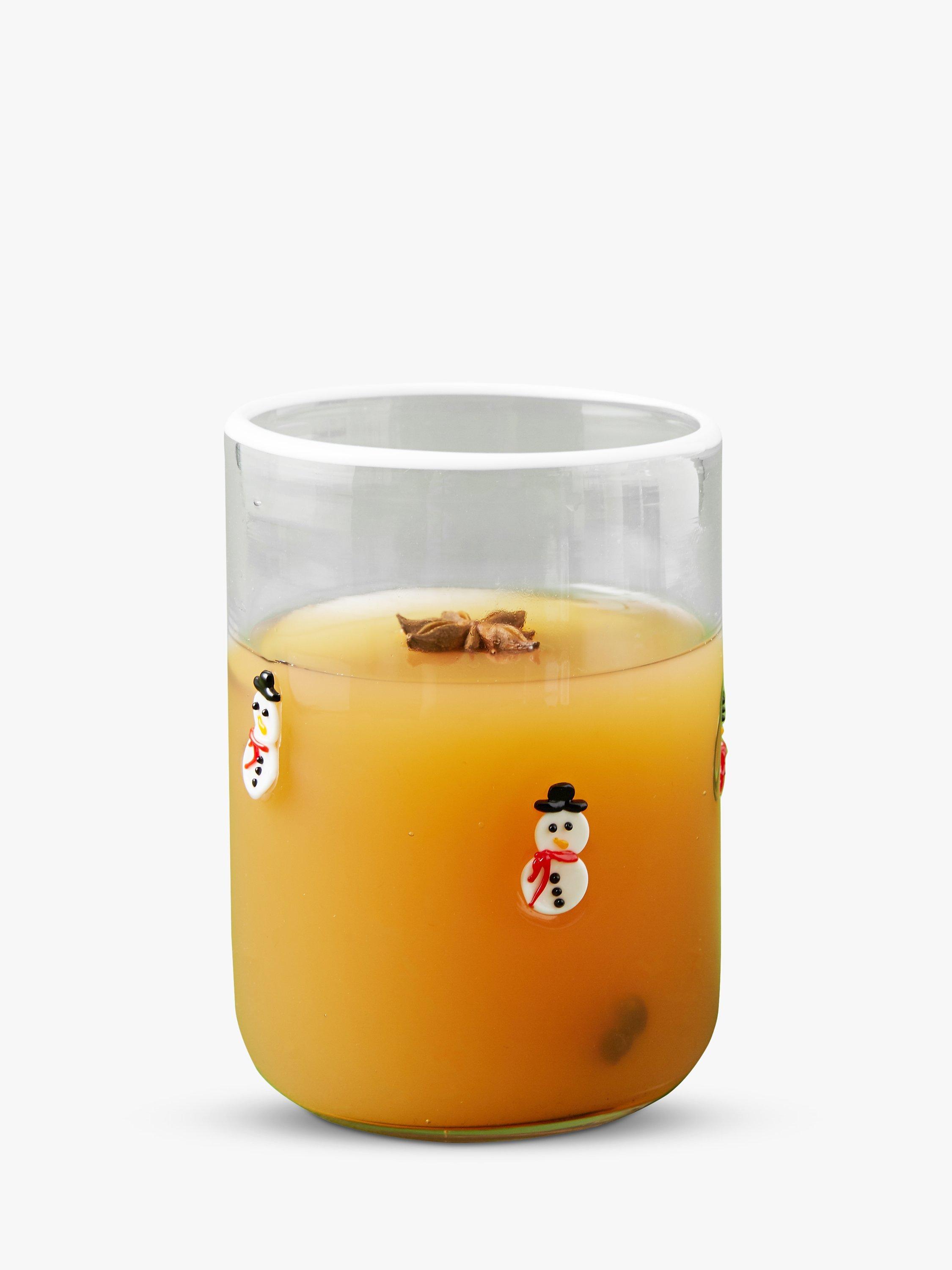 Anthropologie Jovie Snowman Juice Glass, 503ml, Clear/White