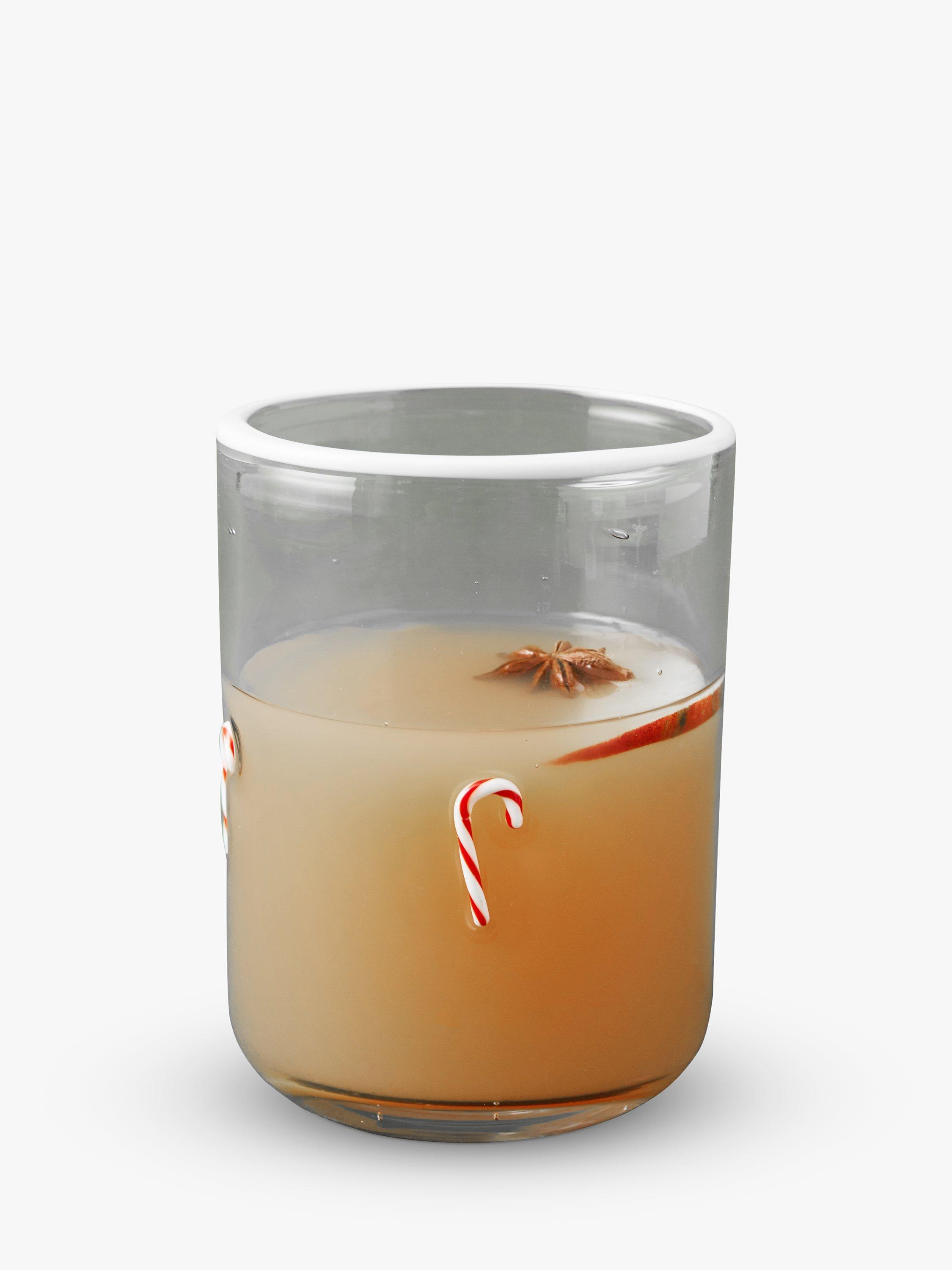 Anthropologie Jovie Candy Cane Juice Glass, 503ml, Clear/Red