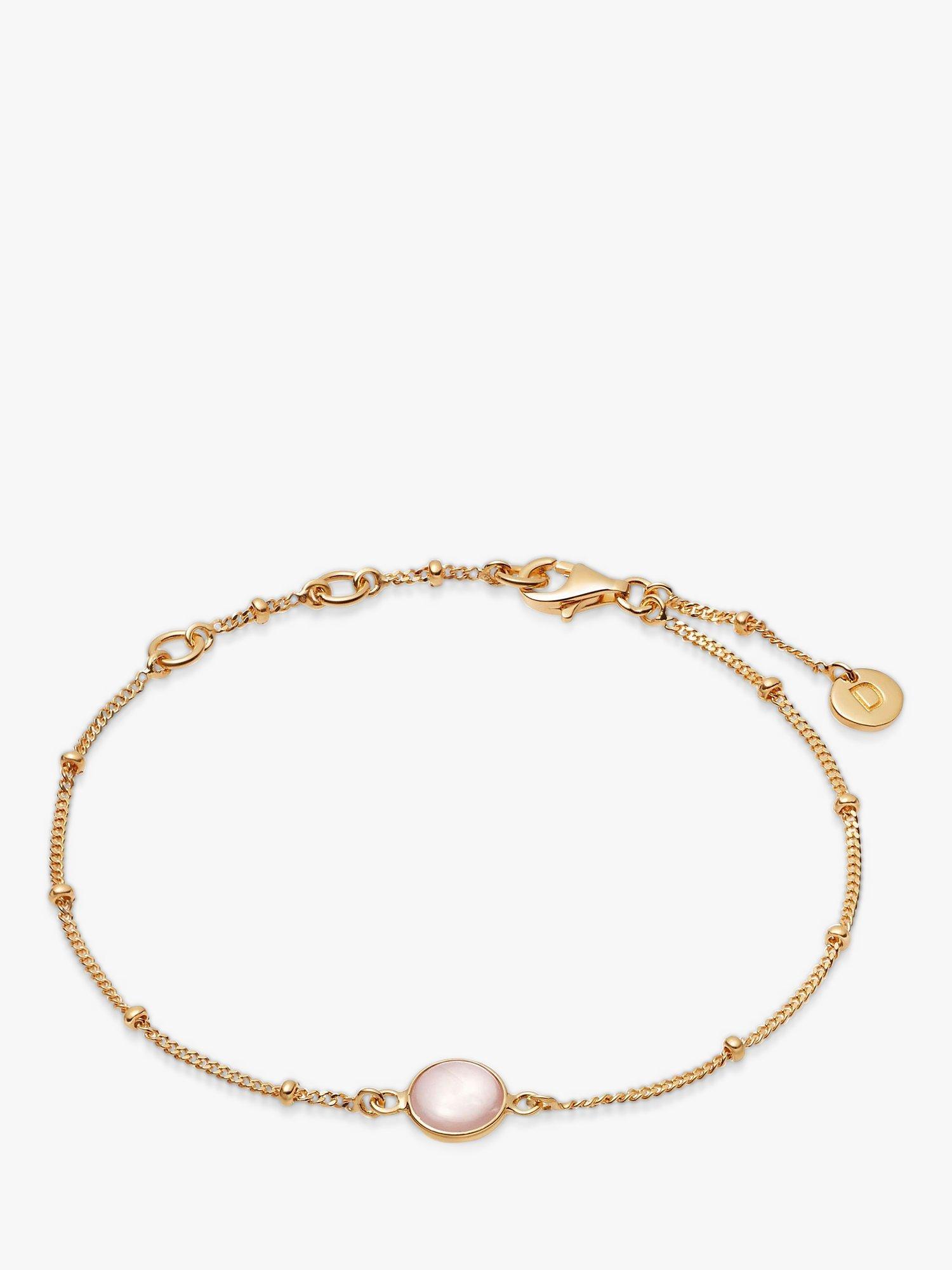 Product image 1 of 4, which shows Daisy London Round Semi-Precious Healing Stone Bead Chain Bracelet, Rose Quartz