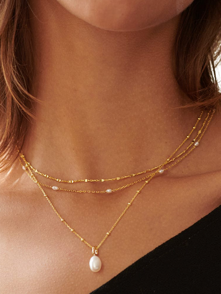 Daisy London Isla Tidal Twist Chain Necklace, Gold - view 2, Gold