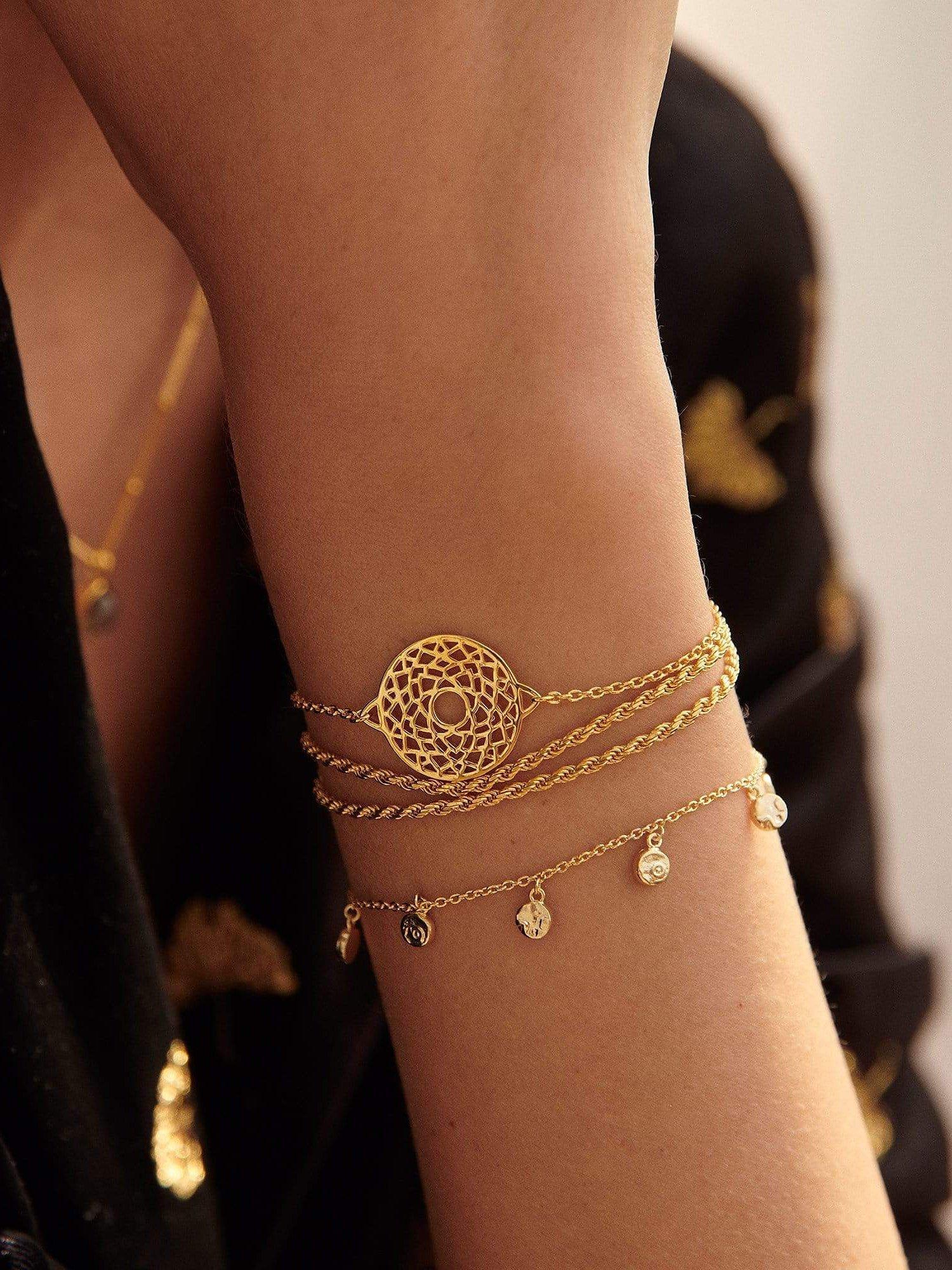Product image 3 of 4, which shows Daisy London Isla Double Chain Bracelet, Gold
