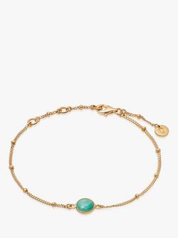 Daisy London Round Semi-Precious Healing Stone Bead Chain Bracelet, Gold, Amazonite