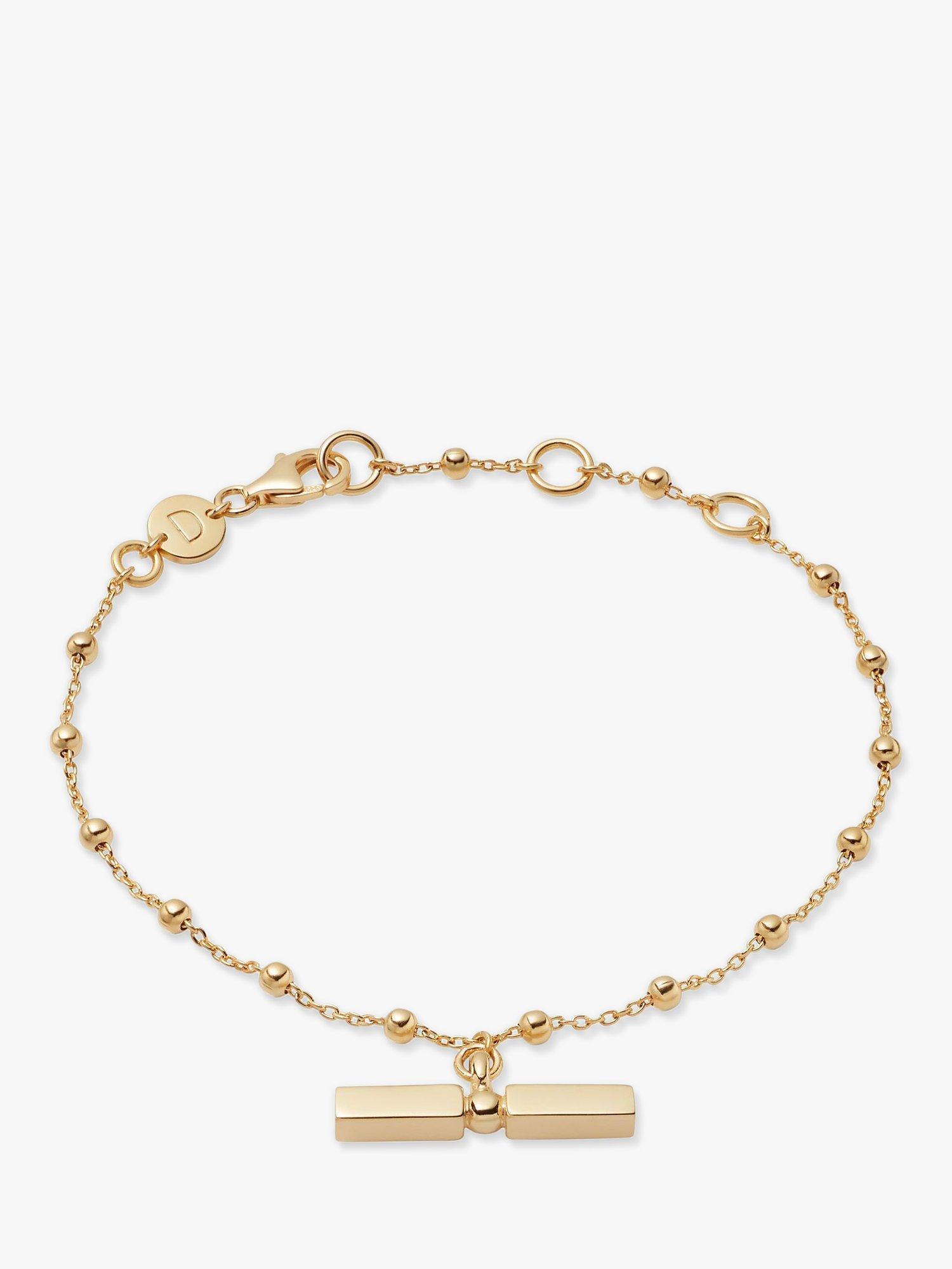 Daisy London Stacked Bead and T Bar Chain Bracelet, Gold