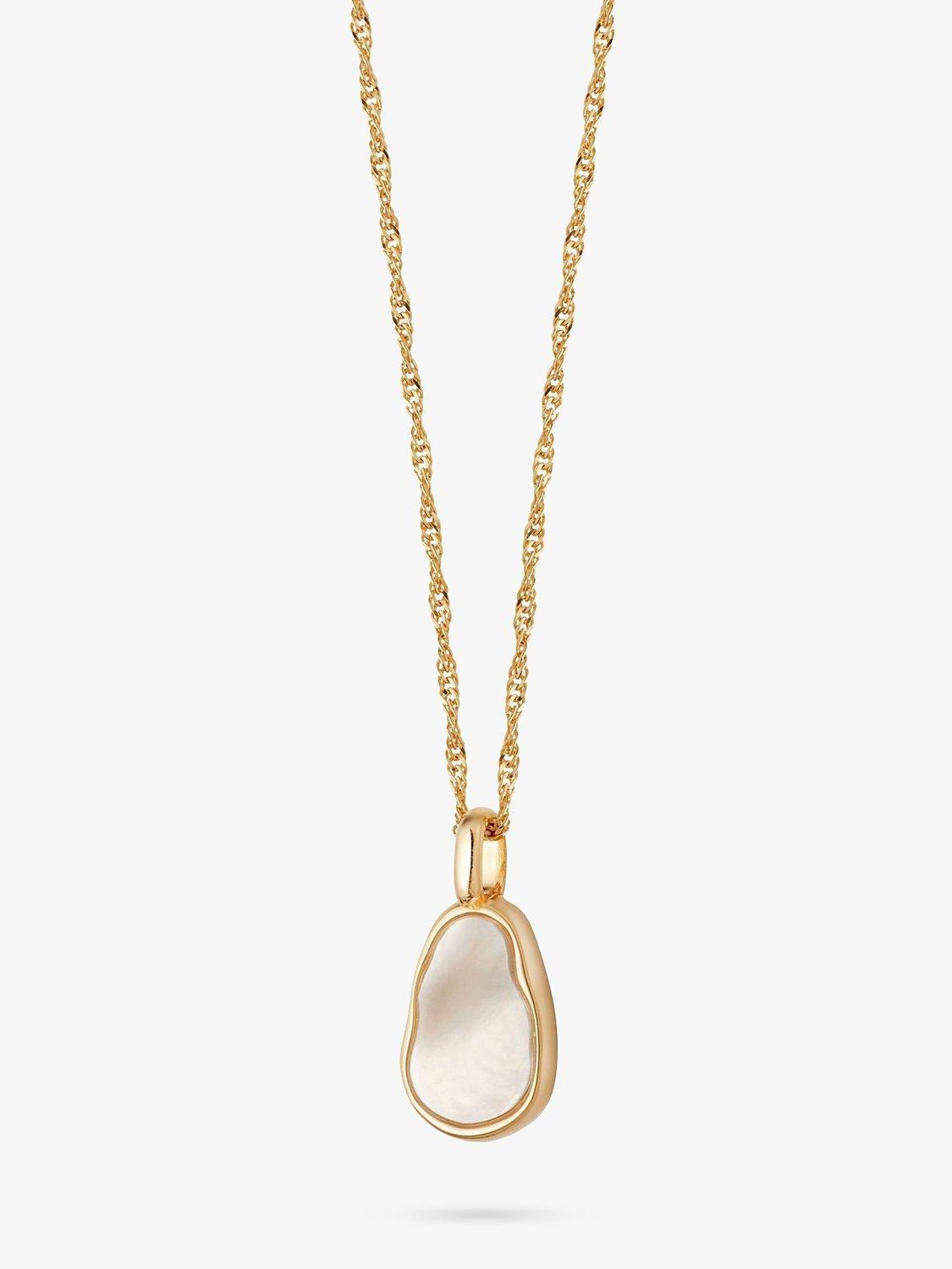 Product image 1 of 4, which shows Daisy London Isla Mother of Pearl Pendant Necklace, Gold