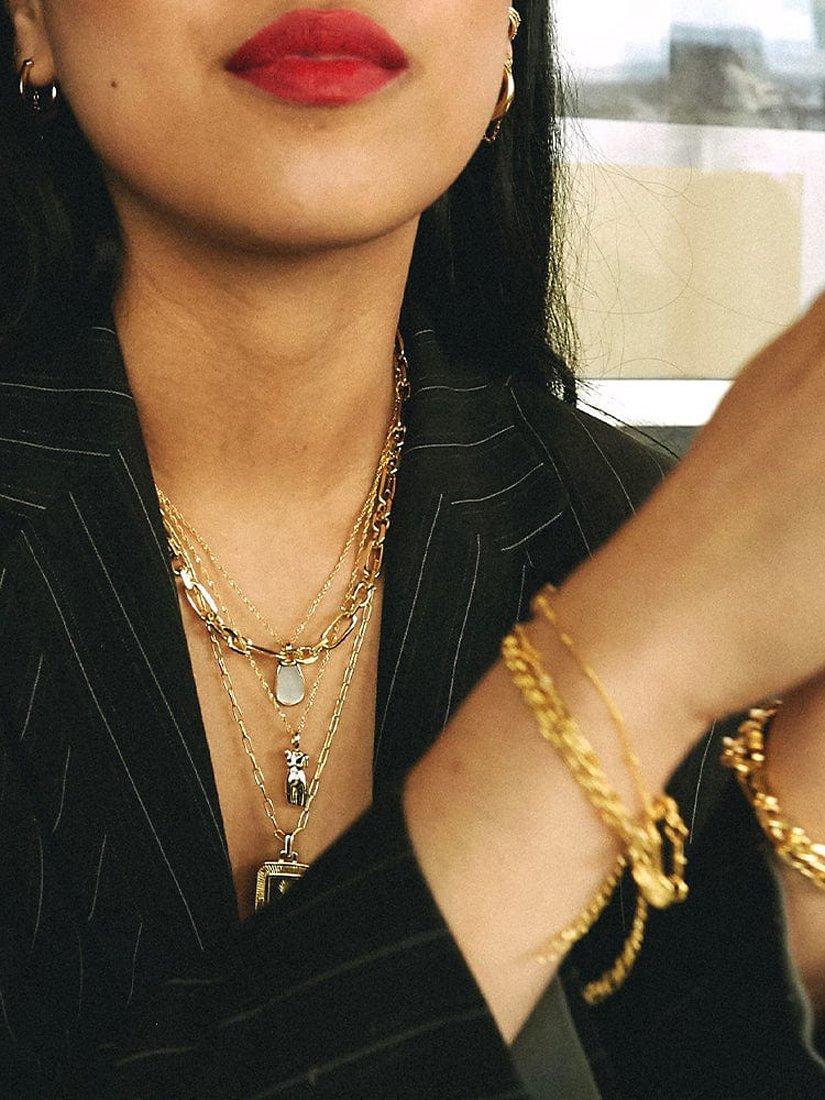 Product image 3 of 4, which shows Daisy London Isla Mother of Pearl Pendant Necklace, Gold