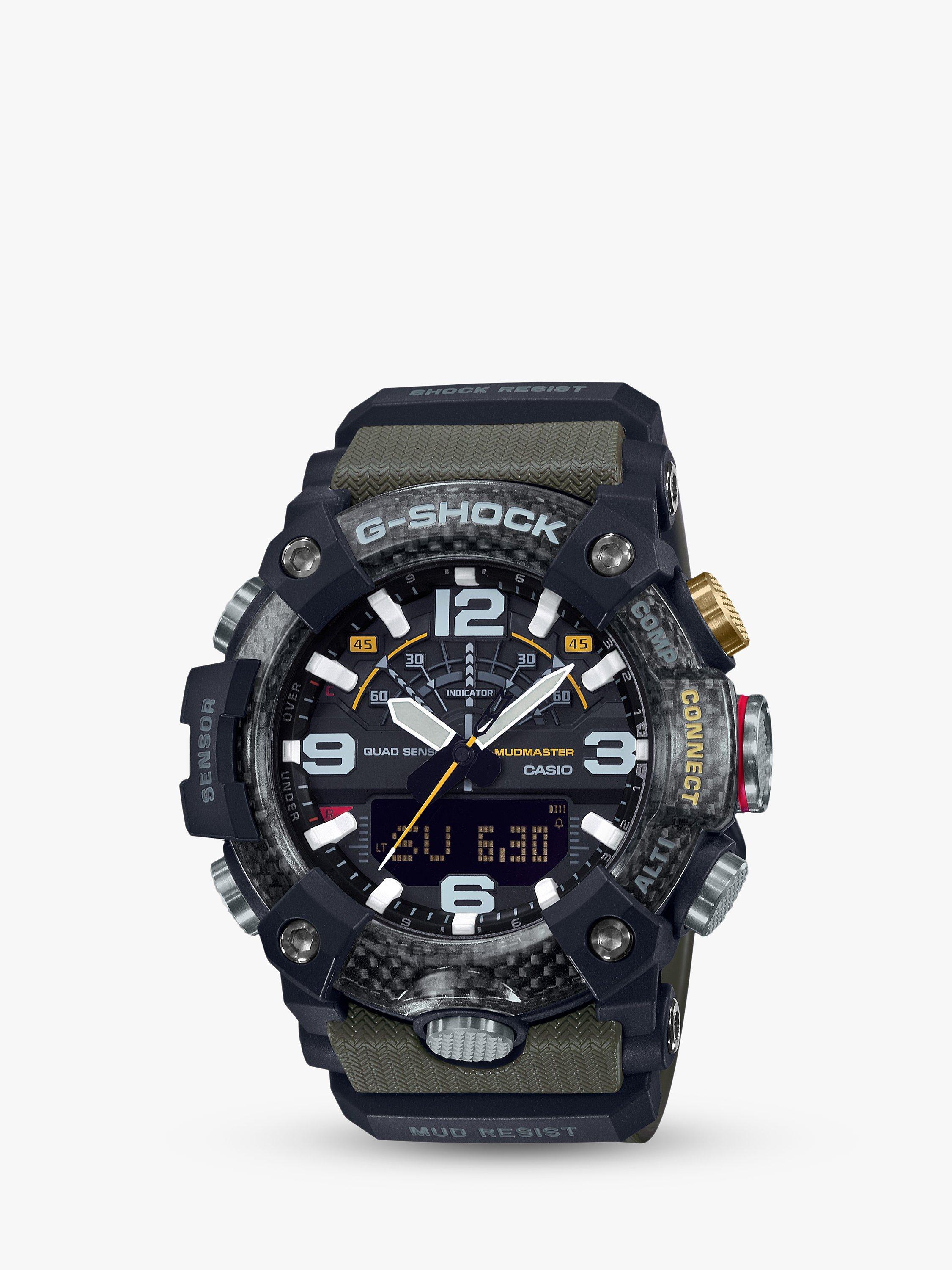 Product image 1 of 9, which shows G-Shock Men's Master of G Mudmaster Bluetooth Day Resin Strap Watch, Green/Black GG-B100-1A3ER