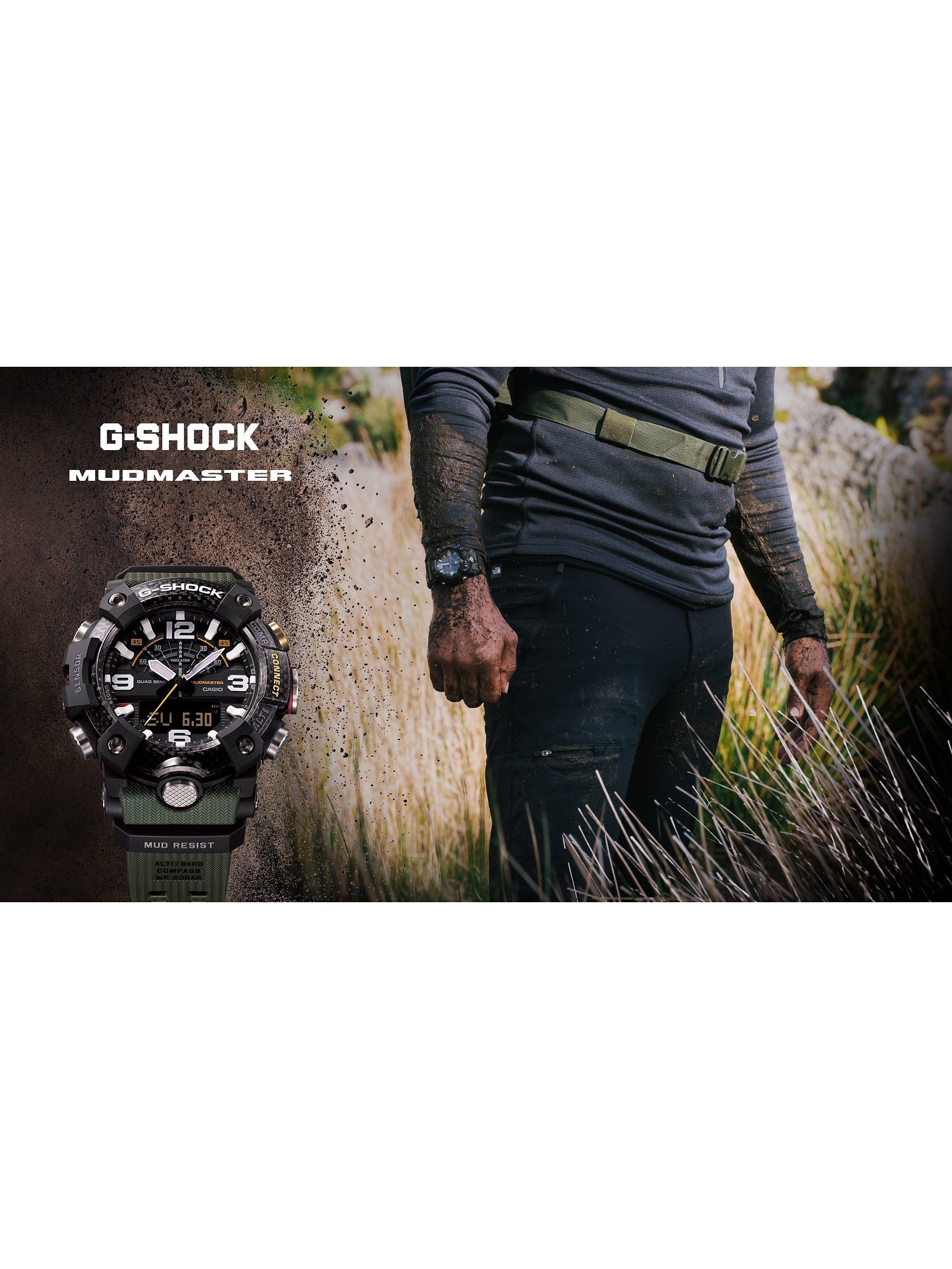 Product image 5 of 9, which shows G-Shock Men's Master of G Mudmaster Bluetooth Day Resin Strap Watch, Green/Black GG-B100-1A3ER