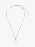 Lido Cubic Zirconia and Small Freshwater Pearl Pendant Necklace, Silver