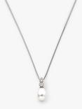 Lido Cubic Zirconia and Small Freshwater Pearl Pendant Necklace, Silver