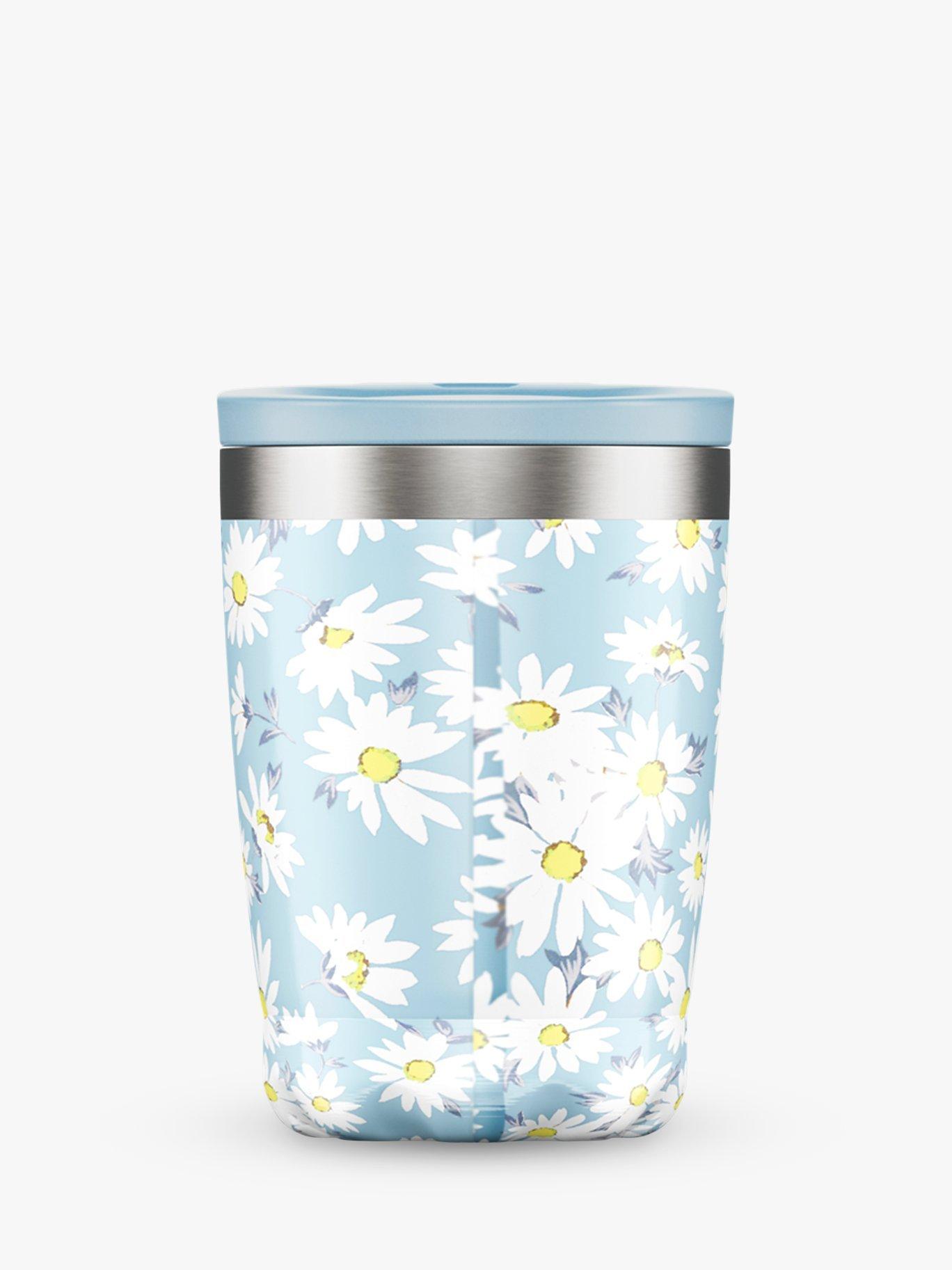 Chilly's Daisy Vacuum Insulated Travel Mug, 340ml, Blue/White