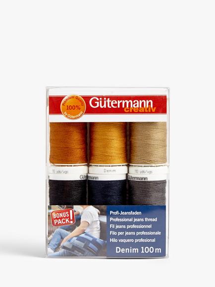 Gütermann creativ Denim Sewing Thread Set, Pack of 6, 100m, Multi, Multi