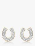 IBB 9ct Gold Cubic Zirconia Horseshoe Stud Earrings, Gold