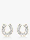 IBB 9ct Gold Cubic Zirconia Horseshoe Stud Earrings, Gold