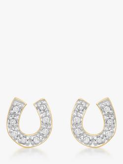 IBB 9ct Gold Cubic Zirconia Horseshoe Stud Earrings, Gold, Gold