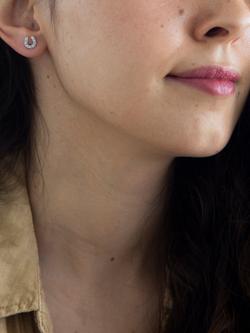 IBB 9ct Gold Cubic Zirconia Horseshoe Stud Earrings, Gold - view 2, Gold