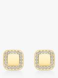 IBB 9ct Gold Cubic Zirconia Square Stud Earrings, Gold
