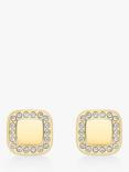 IBB 9ct Gold Cubic Zirconia Square Stud Earrings, Gold