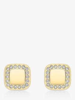 IBB 9ct Gold Cubic Zirconia Square Stud Earrings, Gold, Gold