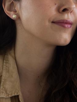 IBB 9ct Gold Cubic Zirconia Square Stud Earrings, Gold - view 2, Gold