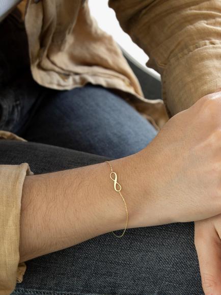 IBB 9ct Gold Infinity Chain Bracelet, Gold - view 2, Gold