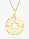 IBB 9ct Gold Compass and Cut Out Star Pendant Necklace, Gold