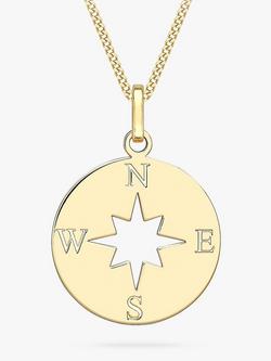 IBB 9ct Gold Compass and Cut Out Star Pendant Necklace, Gold, Gold