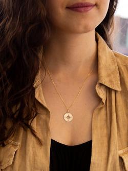 IBB 9ct Gold Compass and Cut Out Star Pendant Necklace, Gold - view 2, Gold