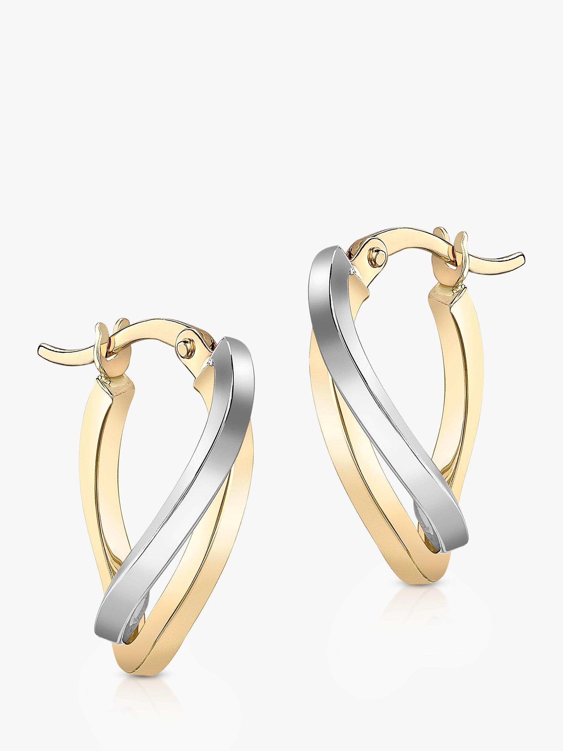 Product image 1 of 4, which shows IBB 9ct Yellow and White Gold Wave Hoop Earrings